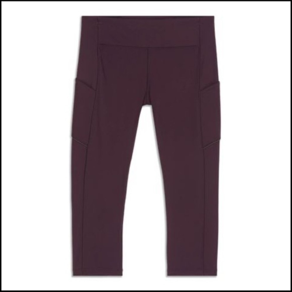 Lululemon Mid rise Black cherry speed up crop leggings, 20” Size 2, has pockets - Picture 1 of 8